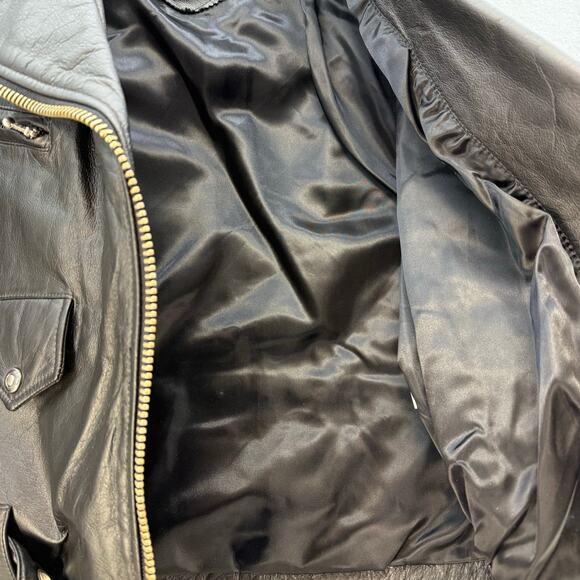 Virginia Slims Wear Leather Moto Jacket Women's M Black Heavy Duty Zippers VTG - Picture 10 of 15